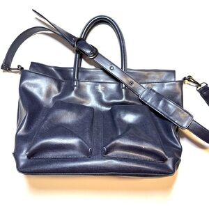 Matt & Nat Navy Blue Raylan Diaper Bag Tote Vegan Leather Minimalist Laptop XL